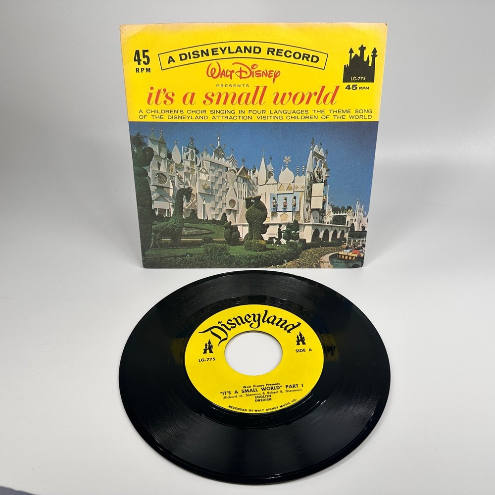 Disneyland Record IT'S A SMALL WORLD 7" 45 RPM Record 1966 Children 4 Languages